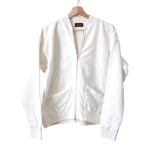 Chimala Full Zip Sweatshirt 100% Cotton White Made in Japan XS Reverse Weave EUC